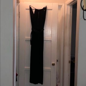 Long black belted dress